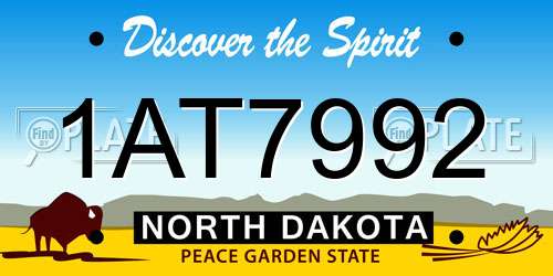 1AT7992 North Dakota License Plate