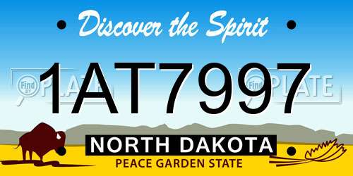 1AT7997 North Dakota License Plate