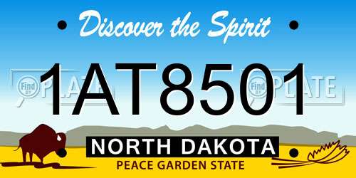 1AT8501 North Dakota License Plate