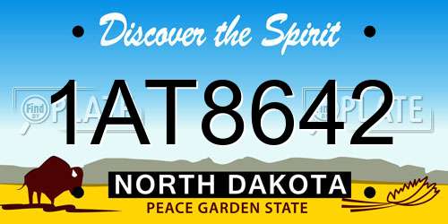 1AT8642 North Dakota License Plate