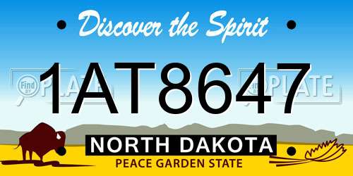 1AT8647 North Dakota License Plate