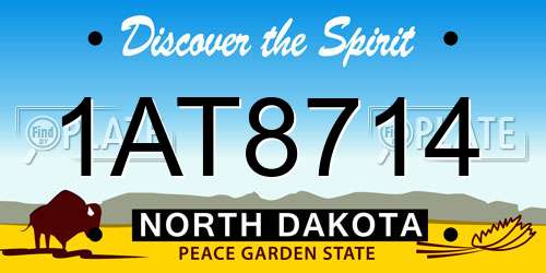 1AT8714 North Dakota License Plate