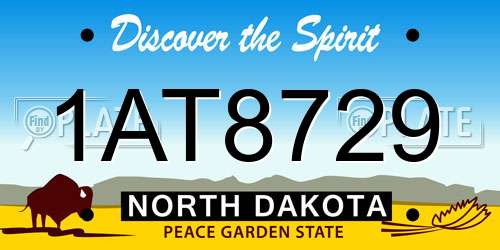 1AT8729 North Dakota License Plate