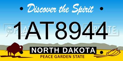 1AT8944 North Dakota License Plate