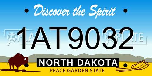 1AT9032 North Dakota License Plate