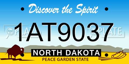 1AT9037 North Dakota License Plate