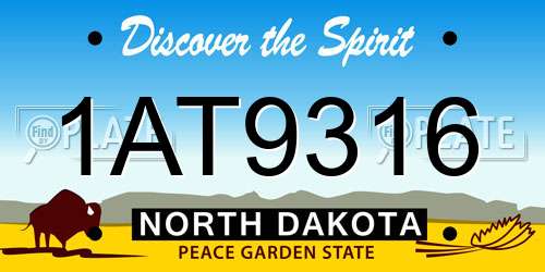 1AT9316 North Dakota License Plate