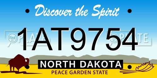 1AT9754 North Dakota License Plate