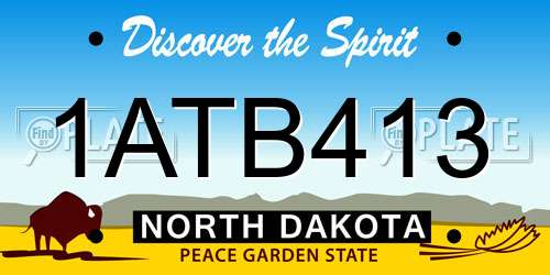 1ATB413 North Dakota License Plate