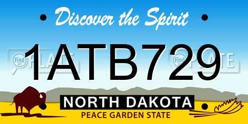 1ATB729 North Dakota License Plate