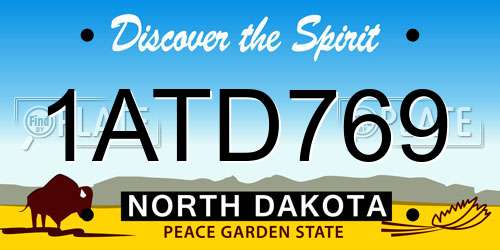 1ATD769 North Dakota License Plate
