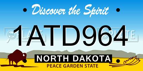 1ATD964 North Dakota License Plate