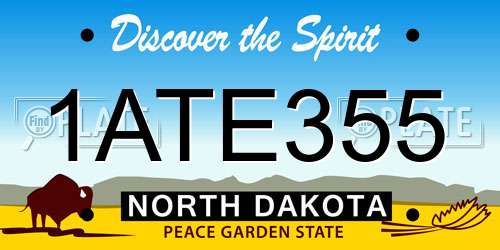 1ATE355 North Dakota License Plate