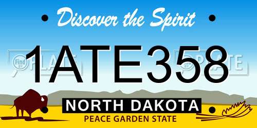 1ATE358 North Dakota License Plate