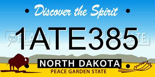 1ATE385 North Dakota License Plate