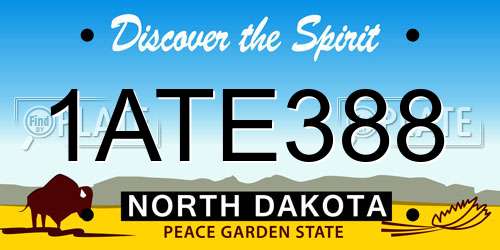 1ATE388 North Dakota License Plate