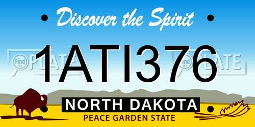 1ATI376 North Dakota License Plate