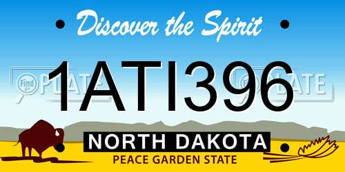 1ATI396 North Dakota License Plate