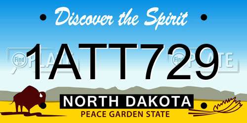 1ATT729 North Dakota License Plate