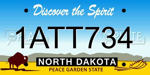 1ATT734 North Dakota License Plate