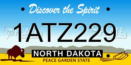 1ATZ229 North Dakota License Plate