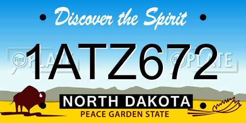 1ATZ672 North Dakota License Plate