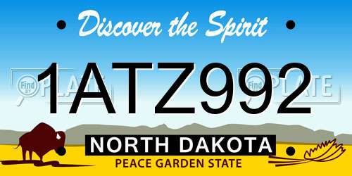 1ATZ992 North Dakota License Plate