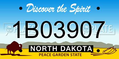 1B03907 North Dakota License Plate