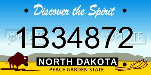 1B34872 North Dakota License Plate