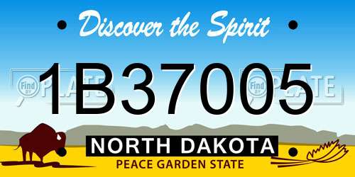 1B37005 North Dakota License Plate