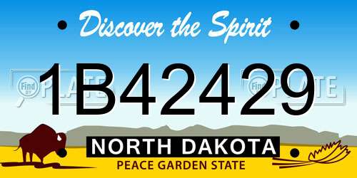 1B42429 North Dakota License Plate