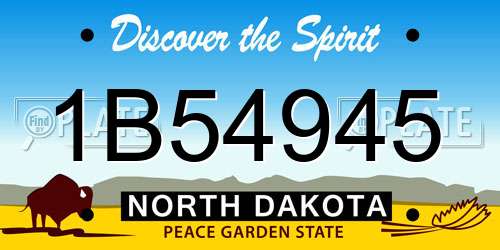 1B54945 North Dakota License Plate