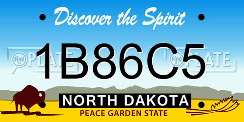 1B86C5 North Dakota License Plate