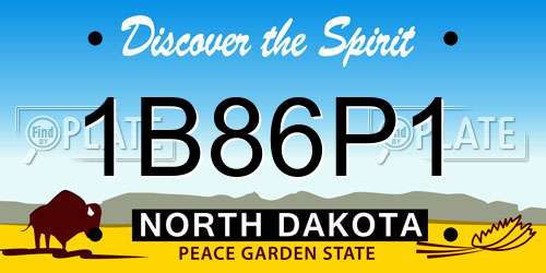 1B86P1 North Dakota License Plate