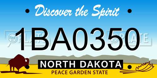 1BA0350 North Dakota License Plate