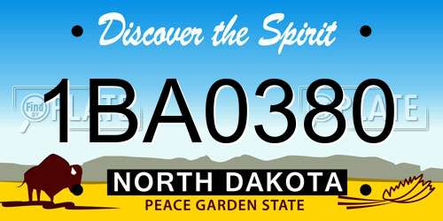 1BA0380 North Dakota License Plate