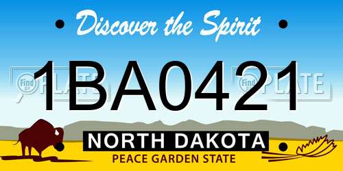 1BA0421 North Dakota License Plate