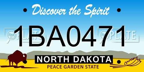 1BA0471 North Dakota License Plate