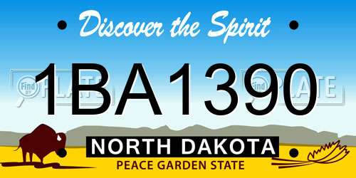 1BA1390 North Dakota License Plate