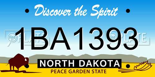 1BA1393 North Dakota License Plate
