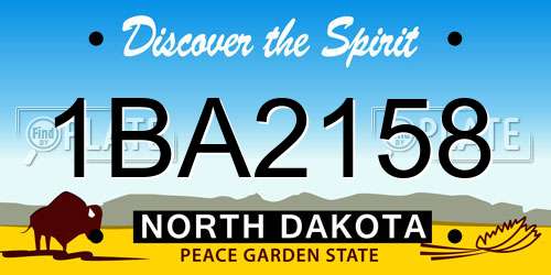 1BA2158 North Dakota License Plate
