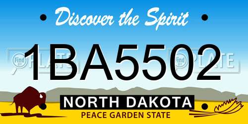1BA5502 North Dakota License Plate