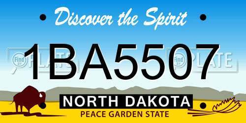 1BA5507 North Dakota License Plate