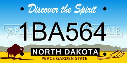 1BA564 North Dakota License Plate