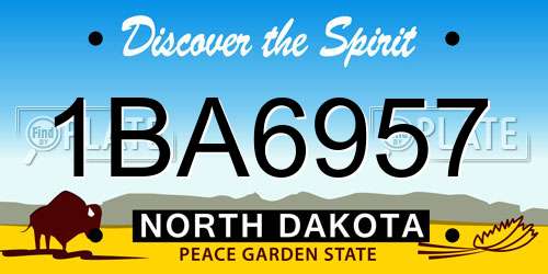 1BA6957 North Dakota License Plate