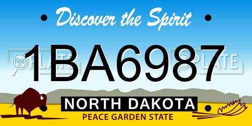 1BA6987 North Dakota License Plate