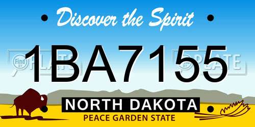 1BA7155 North Dakota License Plate