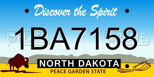 1BA7158 North Dakota License Plate