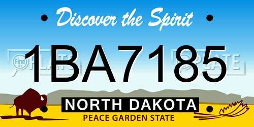 1BA7185 North Dakota License Plate