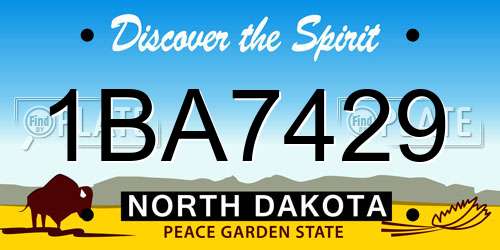 1BA7429 North Dakota License Plate